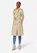 Cream Leather Trench Coat US