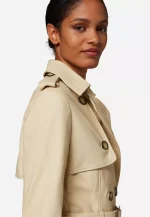 Cream Leather Trench Coat
