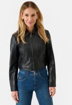 Cropped Black Leather Jacket