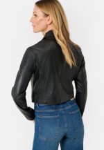 Cropped Black Leather Jacket USA