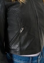 Cropped Black Leather Jacket