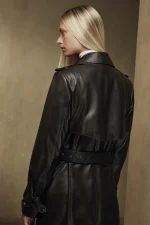 Female Long Leather Trench Coat