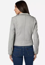 Grey Leather Biker Jacket Ladies United States