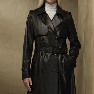 Long Leather Trench Coat