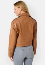Oversized Brown Leather Jacket Womens USA