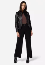Soft Black Leather Biker Jacket US