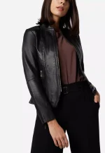Soft Black Leather Biker Jacket USA