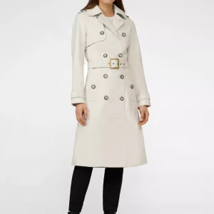 White Leather Trench Coat
