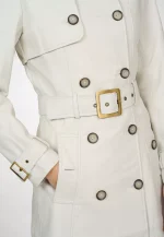 White Leather Trench Coat United States
