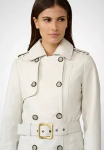 White Leather Trench Coat