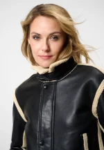 Women Black Aviator Leather Jacket