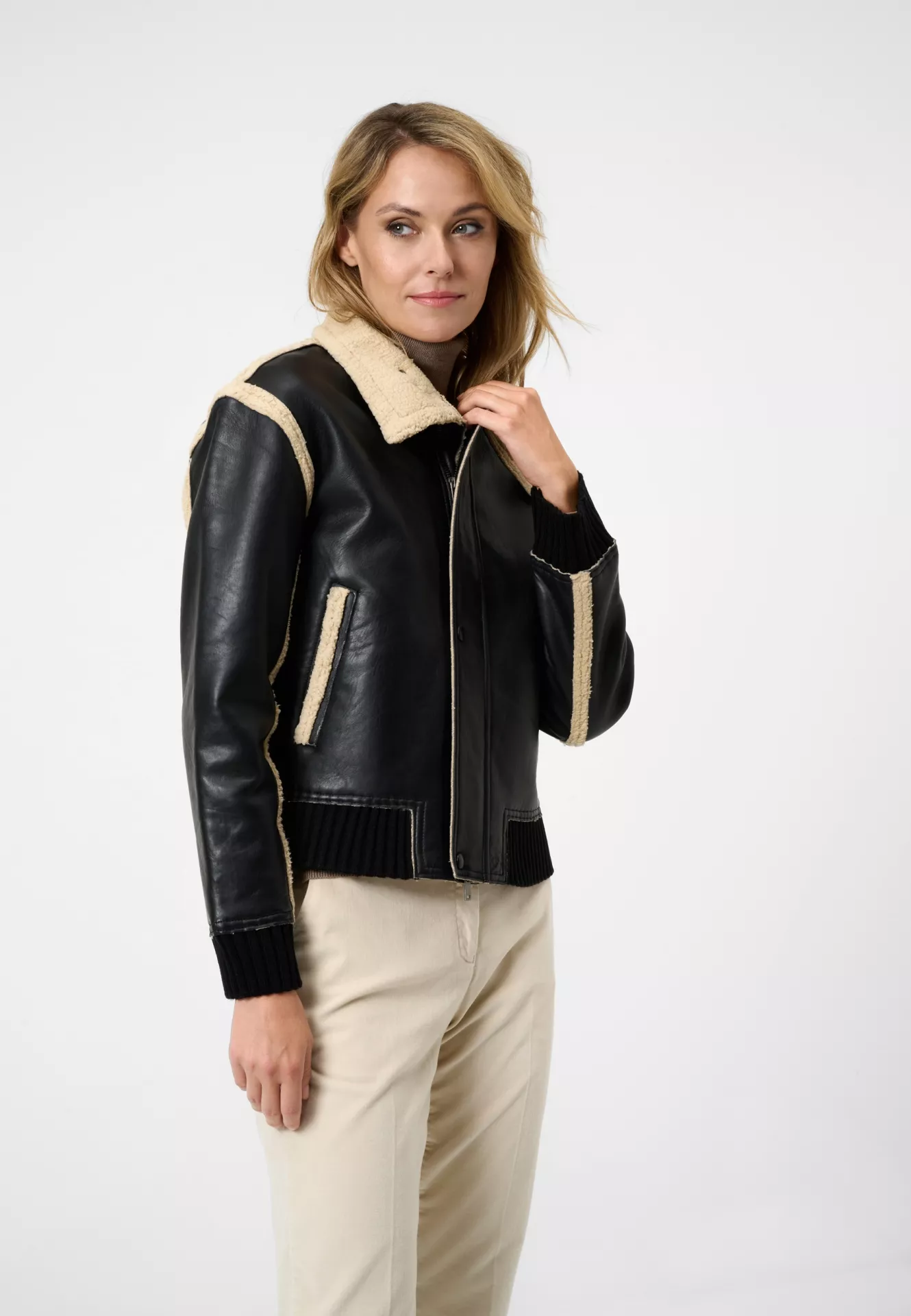 Women Black Aviator Leather Jacket Women Black Aviator Leather Jacket