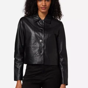 Womens Black Leather Shirt