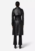Womens Black Leather Trench Coat USA