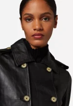 Womens Black Leather Trench Coat United States