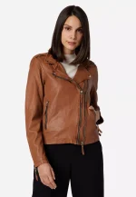 Womens Brown Leather Motorcycle Jacket