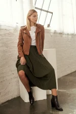 Womens Brown Leather Motorcycle Jacket USA