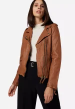 Womens Brown Leather Motorcycle Jacket USA