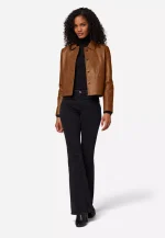 Womens Brown Leather Shirt US