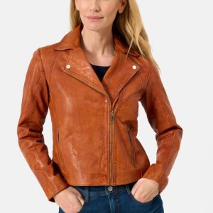 Womens Cognac Leather Jacket