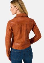 Womens Cognac Leather Jacket USA
