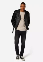 Biker Black Leather Jacket US