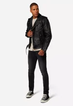 Biker Black Leather Jacket USA