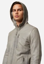 Grey Hooded Leather Jacket United States