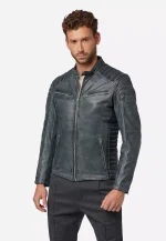 Grey Leather Motorcycle Jacket