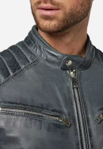 Grey Leather Motorcycle Jacket