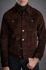 Brown Suede Trucker Jacket US