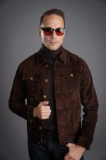 Brown Suede Trucker Jacket USA
