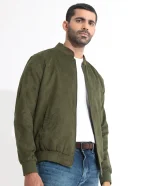 Green Suede Bomber Jacket