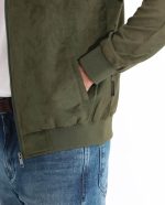 Green Suede Bomber Jacket US