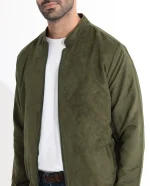 Green Suede Bomber Jacket US