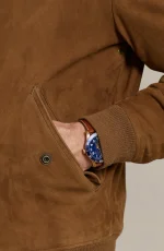 Pocket of Suede Bomber Jacket