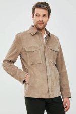 beige suede jacket