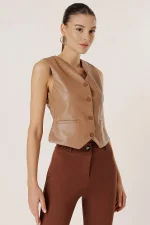 Tan Leather Vest Womens US