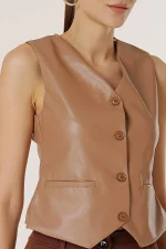 Tan Leather Vest Womens