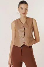 Tan Leather Vest Womens USA