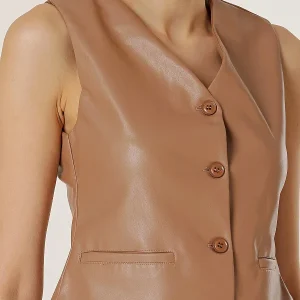 Tan Leather Vest Womens