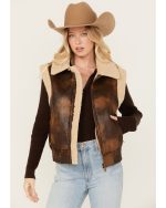 Womens Leather Sherpa Vest