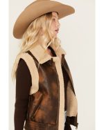 Womens Leather Sherpa Vest United States