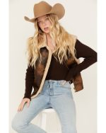 Womens Leather Sherpa Vest USA