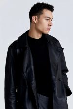 Black Leather Trench Coat​