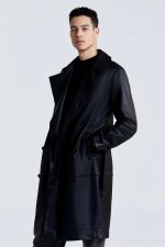 Black Leather Trench Coat​