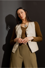 Cream Leather Vest Womens