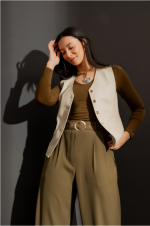 Cream Leather Vest Womens United States
