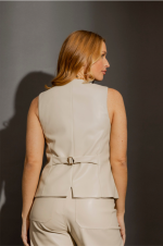 Cream Leather Vest Womens