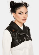 Cropped Leather Vest Womens US